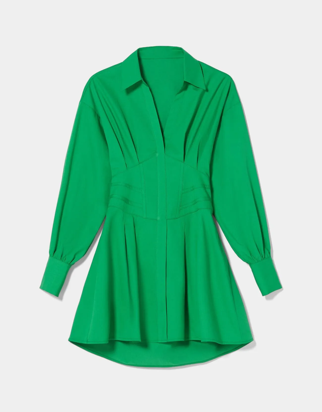 Minihemdkleid aus Popelin mit Corsage-Detail